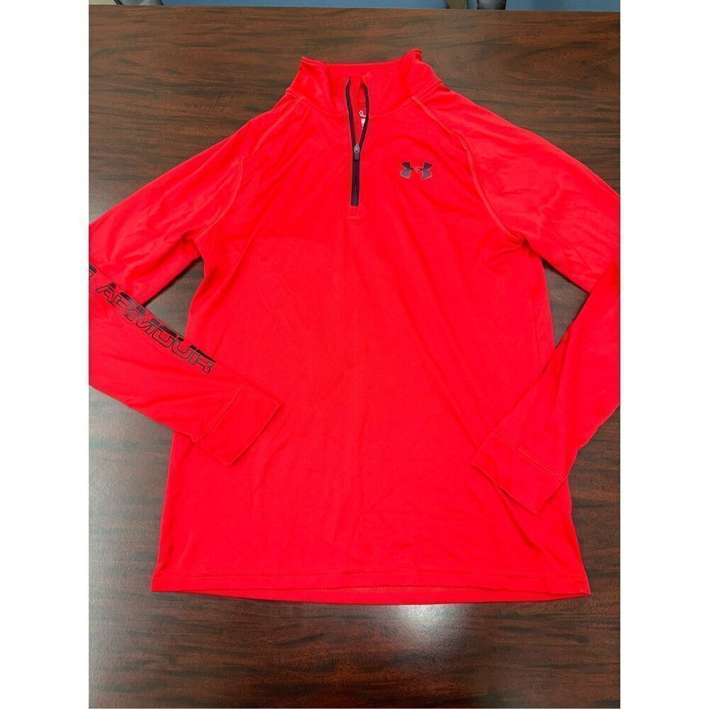 Under Armour Youth Red Long Sleeve Loose Fit 1/4 Zip Shirt Size Youth X-Large